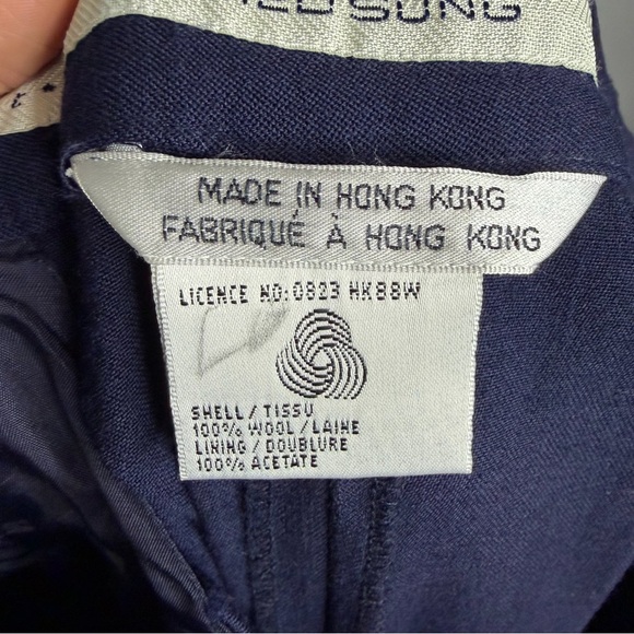 Alfred Sung Sport Wool Wide Leg Crop Trouser Pants Women Small Navy Chic Career - Picture 5 of 8